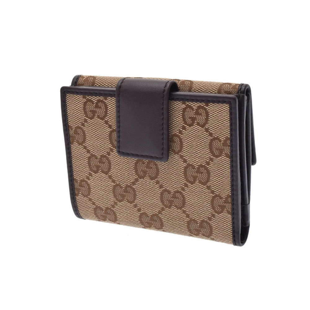 Gucci GG brown canvas wallet hook double beige